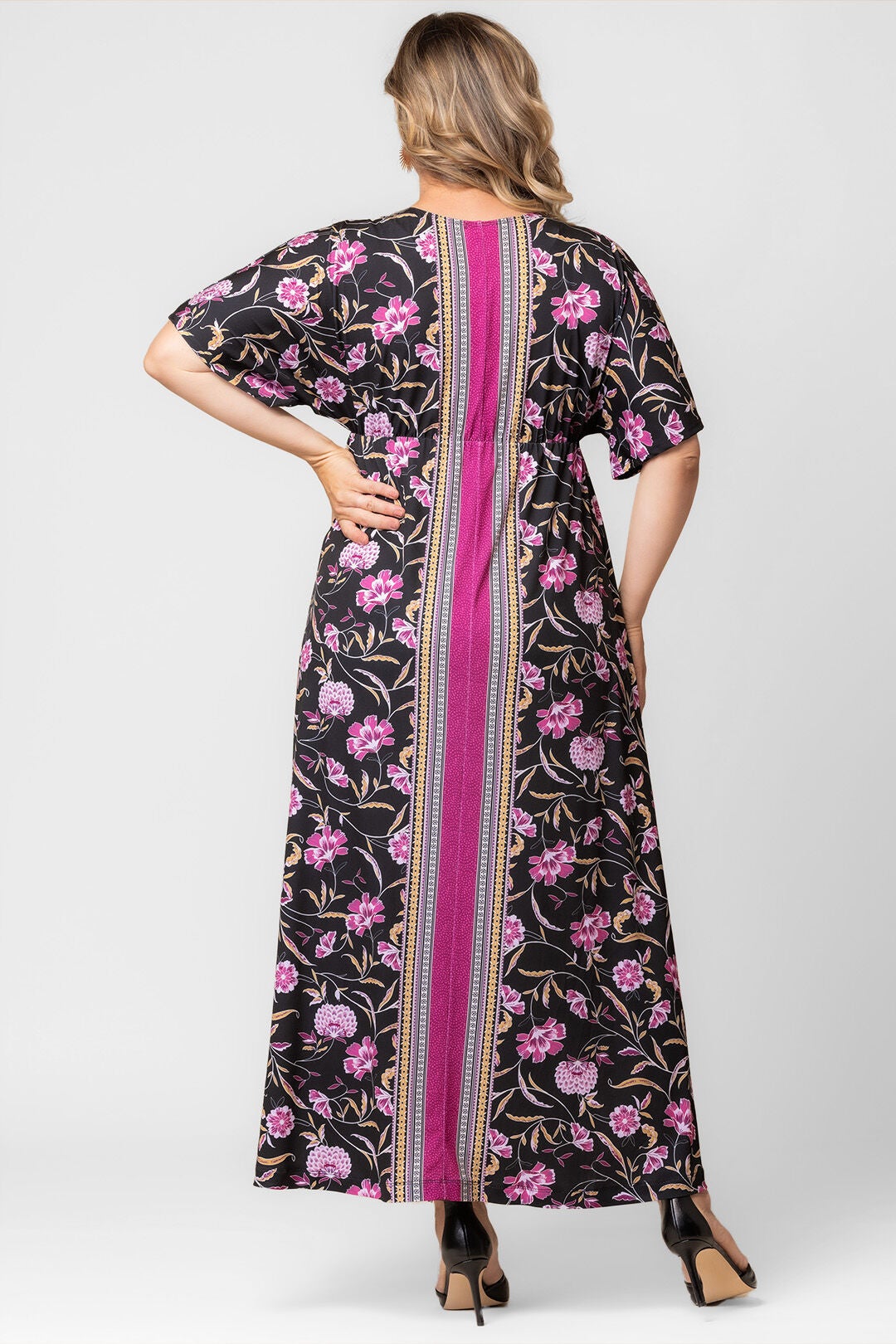 Wanderlust Border Print Maxi Dress, Mauve Border Print / Black, alternate image number 1