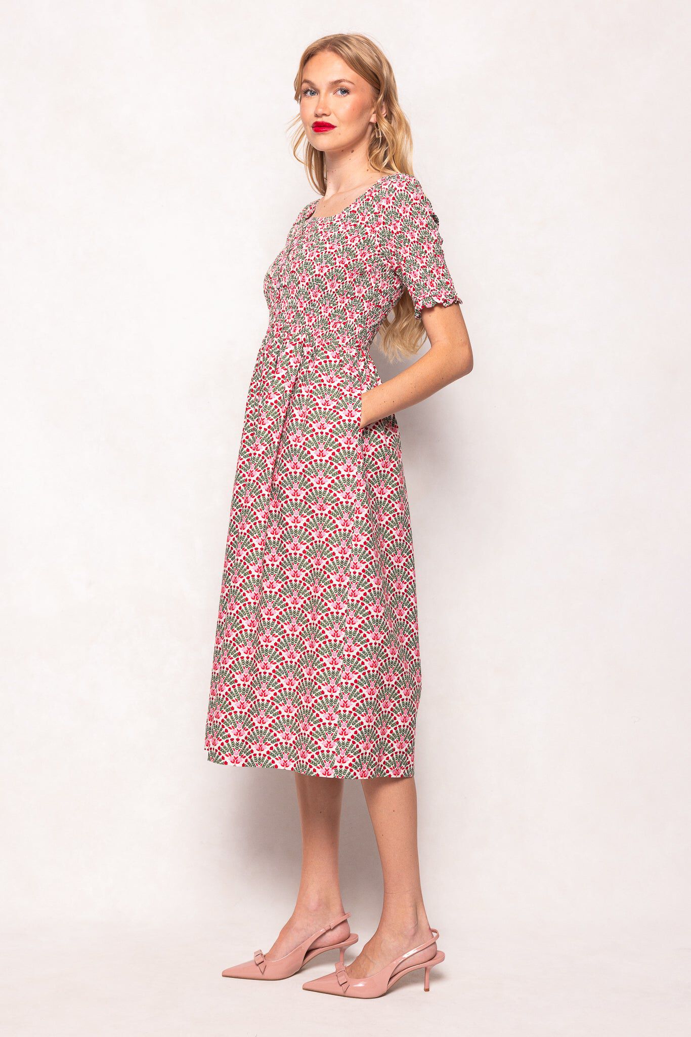 Parker Dress, Floral Fan / White, alternate image number 4