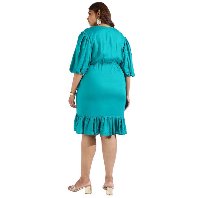 Teal Fit and Flare Dress, , alternate image number null