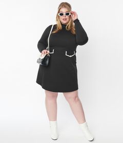 Smak Parlour Black Mock Turtleneck Fit & Flare Dress