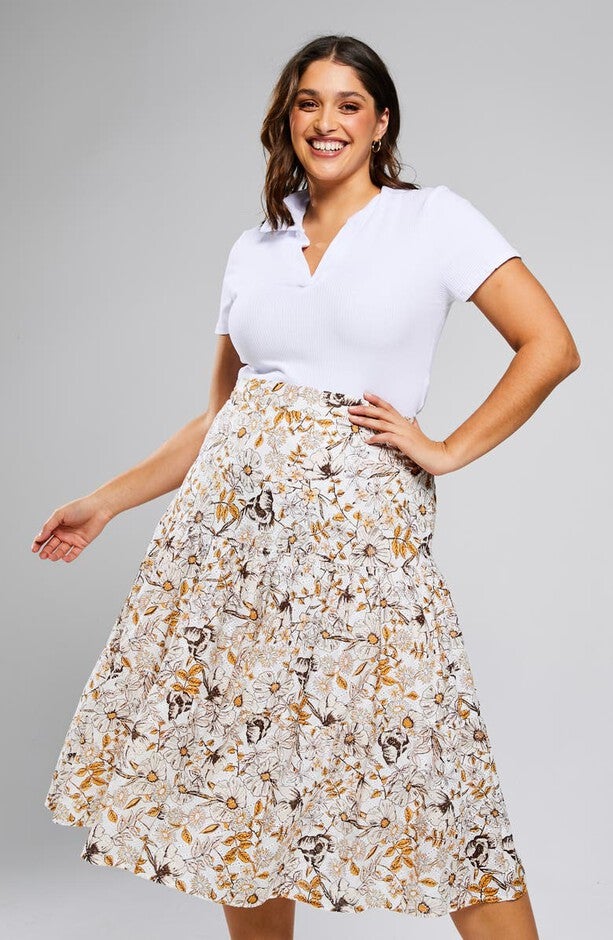 Cinque Terre Skirt, Print / Ivory, alternate image number null