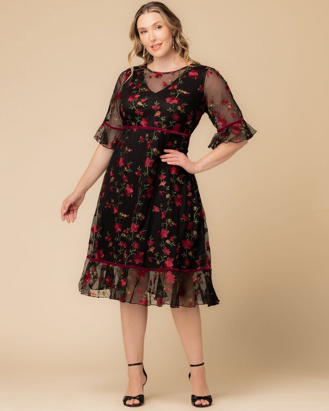 Wildflower Embroidered Dress, FLORAL FLARE / Black, alternate image number 2