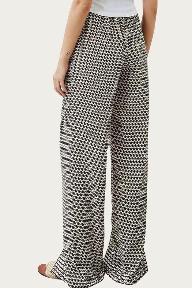 RELAXED SLIT-HEM PRINTED JERSEY PANT IN BROWN, Brown / Charcoal Grey, alternate image number null