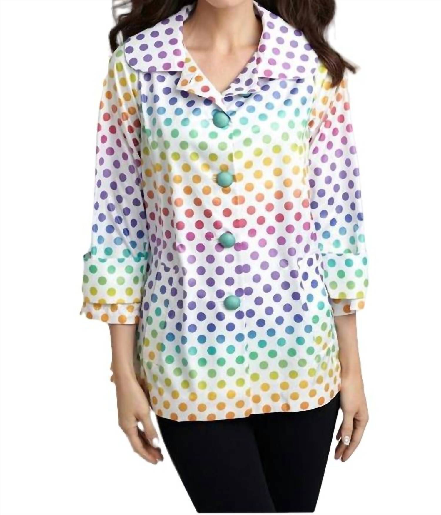 Get Spotted Rain Jacket with Buttons in White Multi, White Multi / White, hi-res image number 0