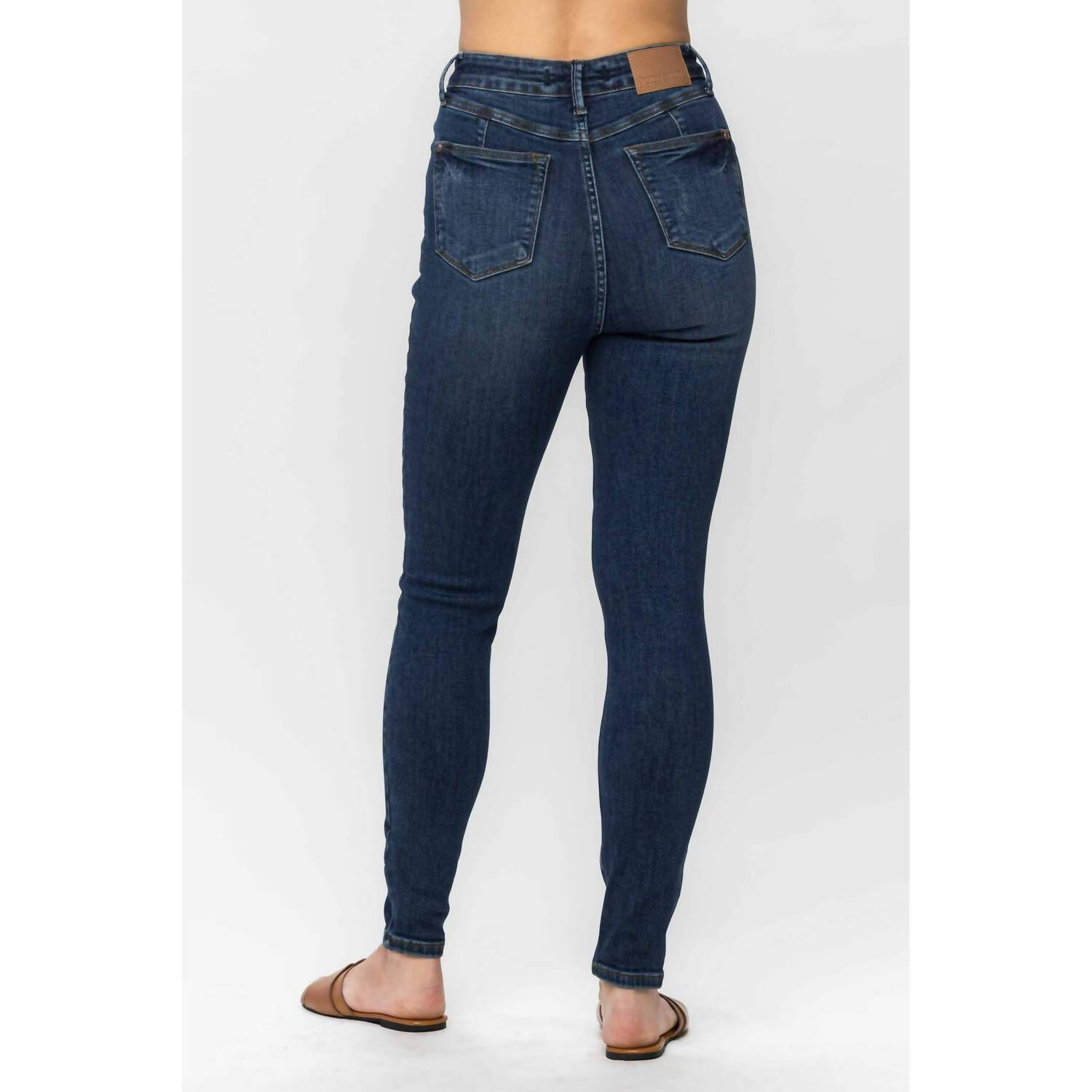HIGH RISE CONTROL TOP SKINNY JEANS, Dark Wash / Dark Wash, alternate image number 2