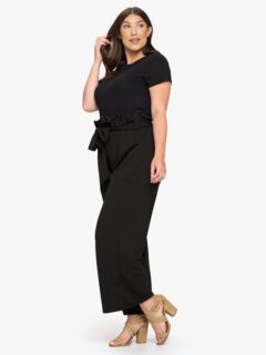 KATHLEEN PAPERBAG PANTS, Black / Black, alternate image number 3
