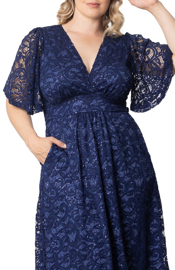 Starry Sequined Lace Cocktail Dress, NOCTURNAL NAVY / Navy, alternate image number 3