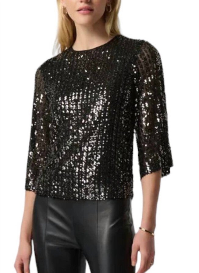 SEQUIN BOXY TOP, Black / Black, hi-res image number 0
