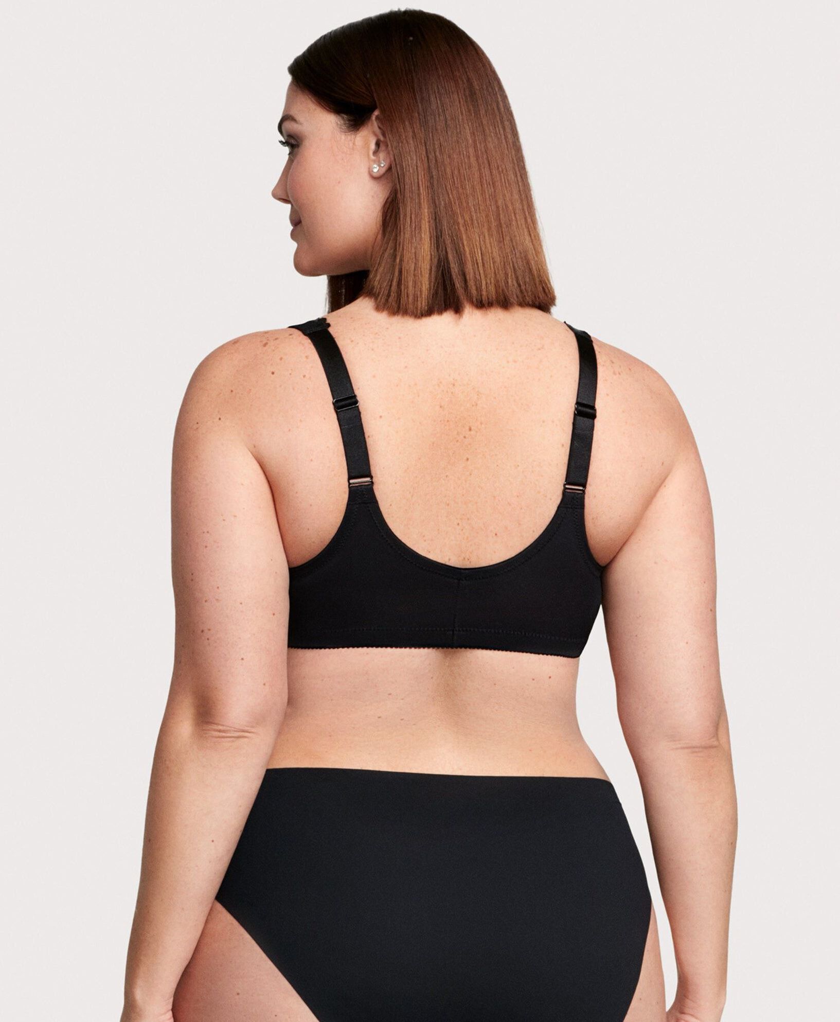 WonderWire Front-Closure Stretch Lace Bra, Black / Black, alternate image number 2