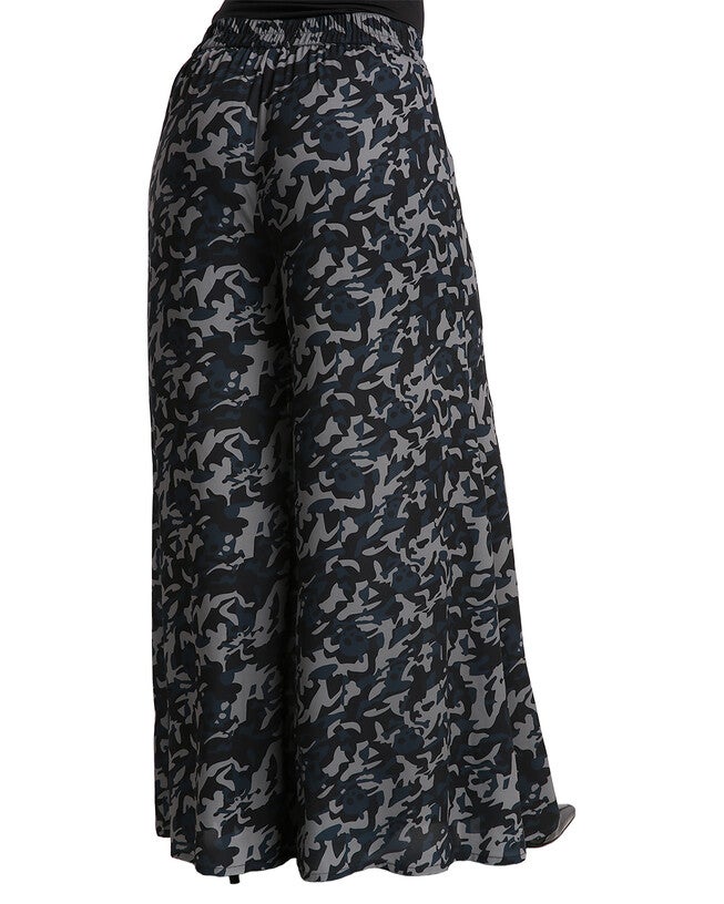 Plus Size Patricia Woven Chiffon Midnight Blue Palazzo Pant W Elastic Waist, , alternate image number null