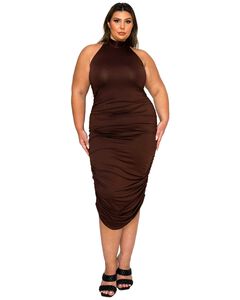 Izzy Side Ruched Halter Neck Dress