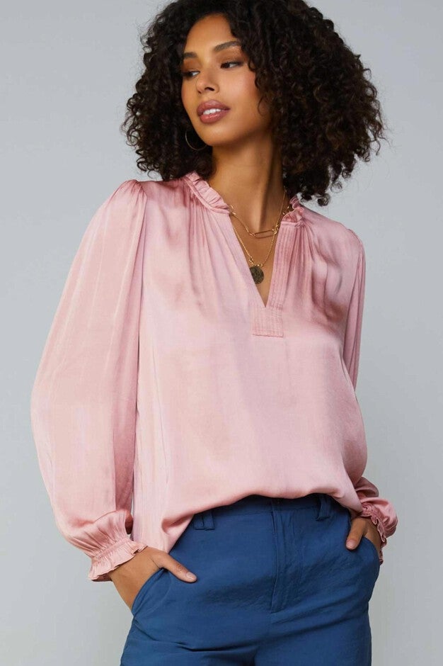 VIENNA LONG SLEEVE BLOUSE IN DUSTY BLUSH, , alternate image number null