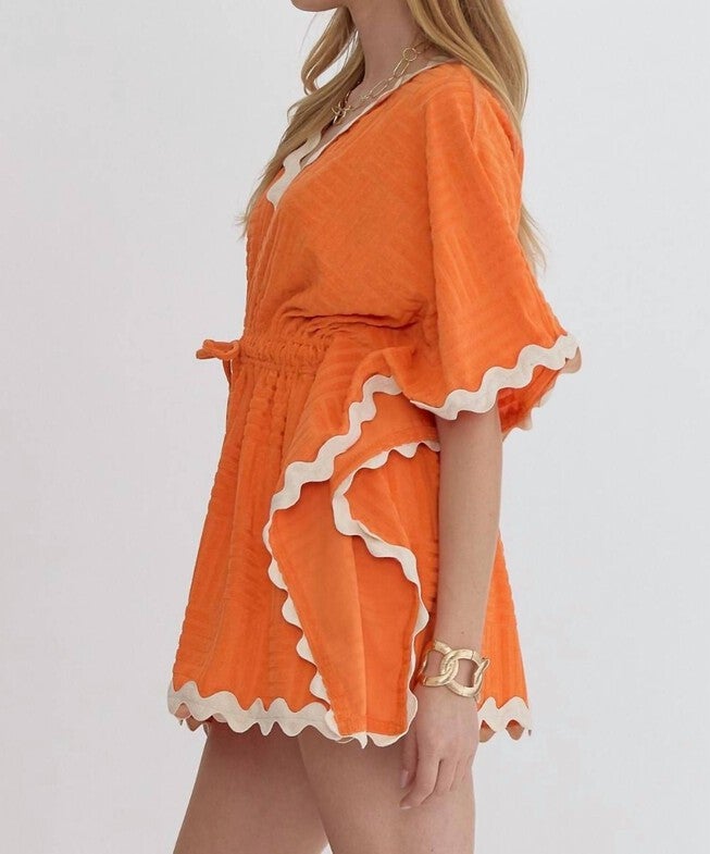 TEXTURED TERRY CLOTH COVER UP, Citrus / Orange, alternate image number null