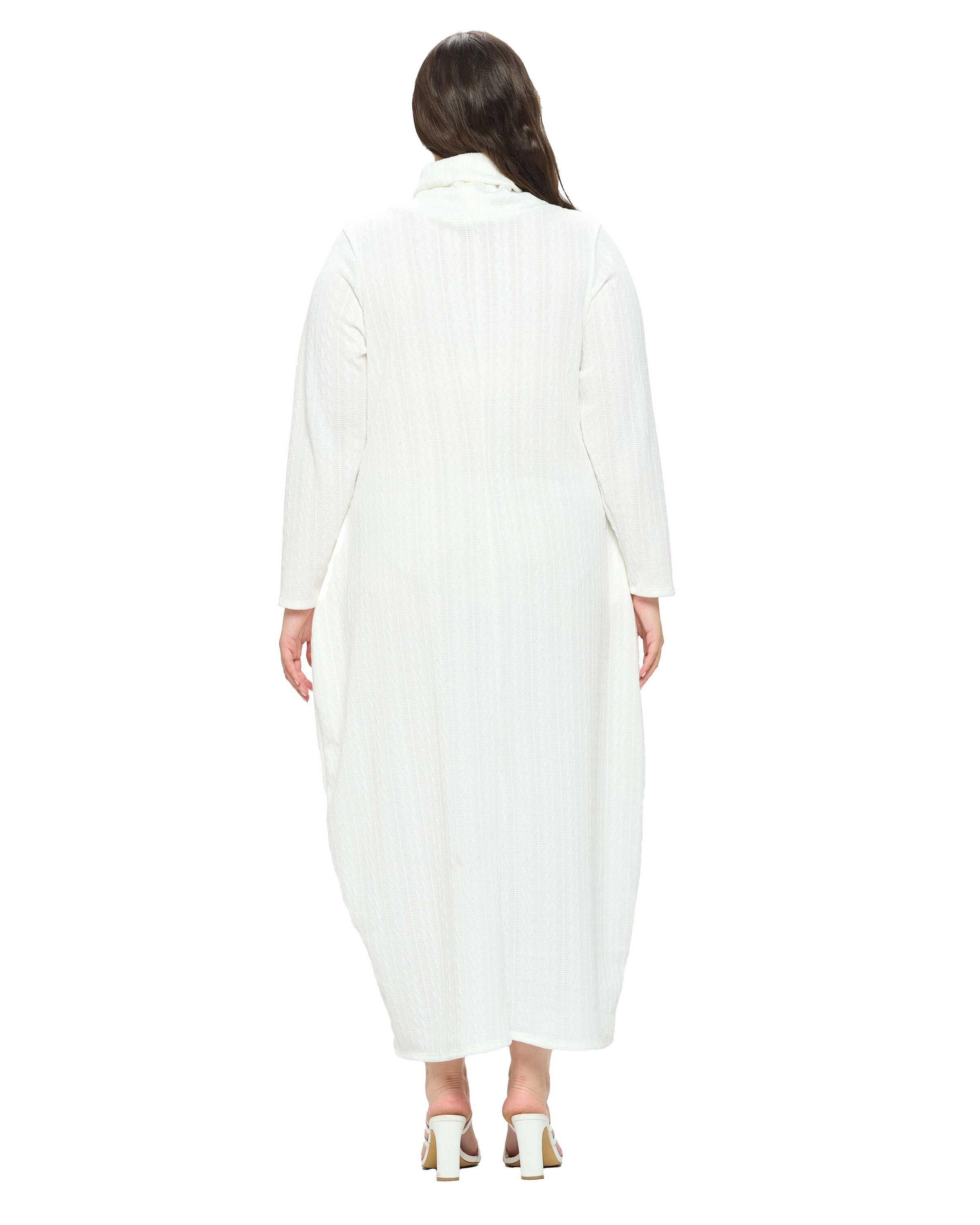 LANA COWL TURTLE NECK POCKET SWEATER DRESS, Ivory / Ivory, alternate image number 1