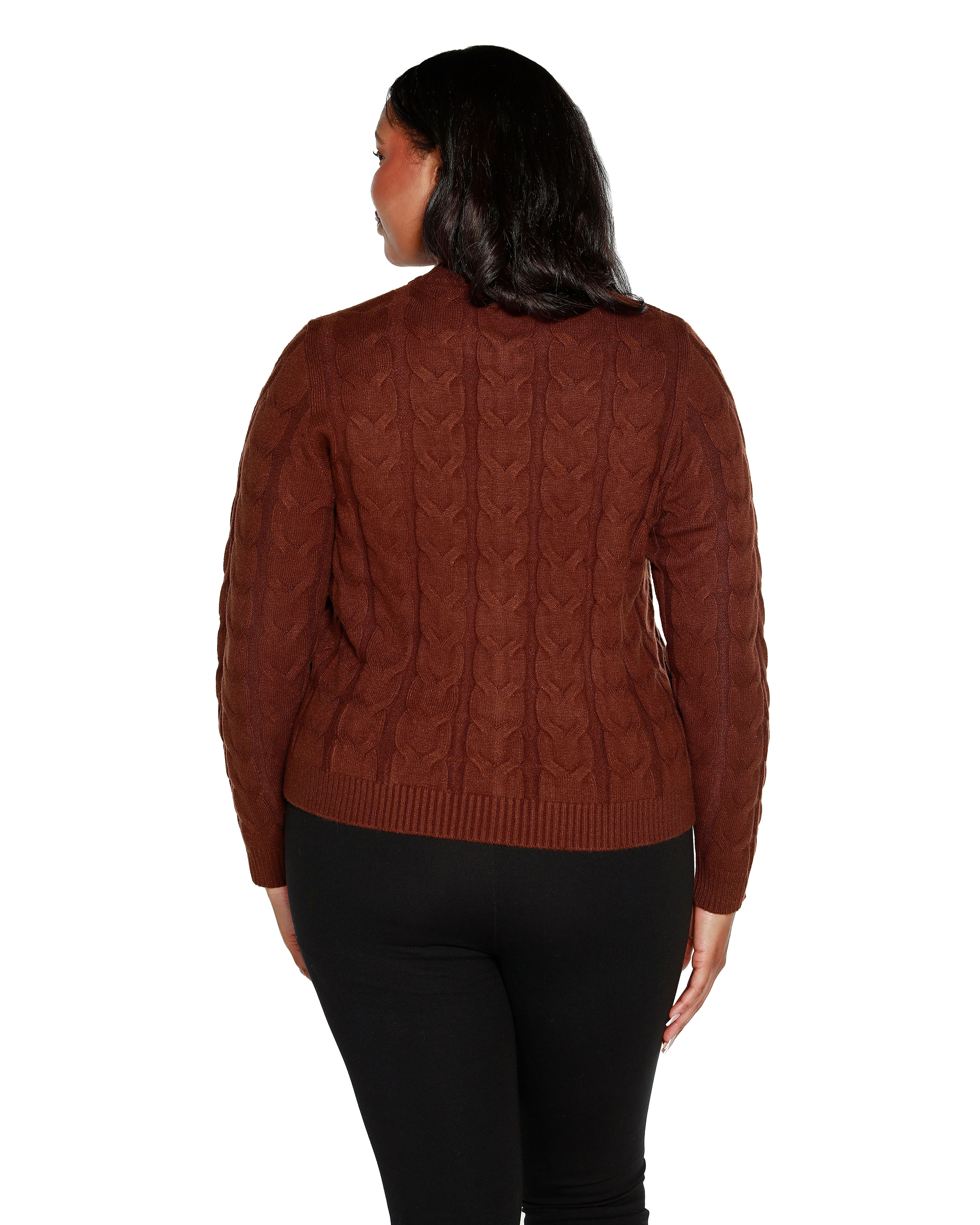ZIP CABLE SWEATER, Coffee Bean / Brown, alternate image number 3