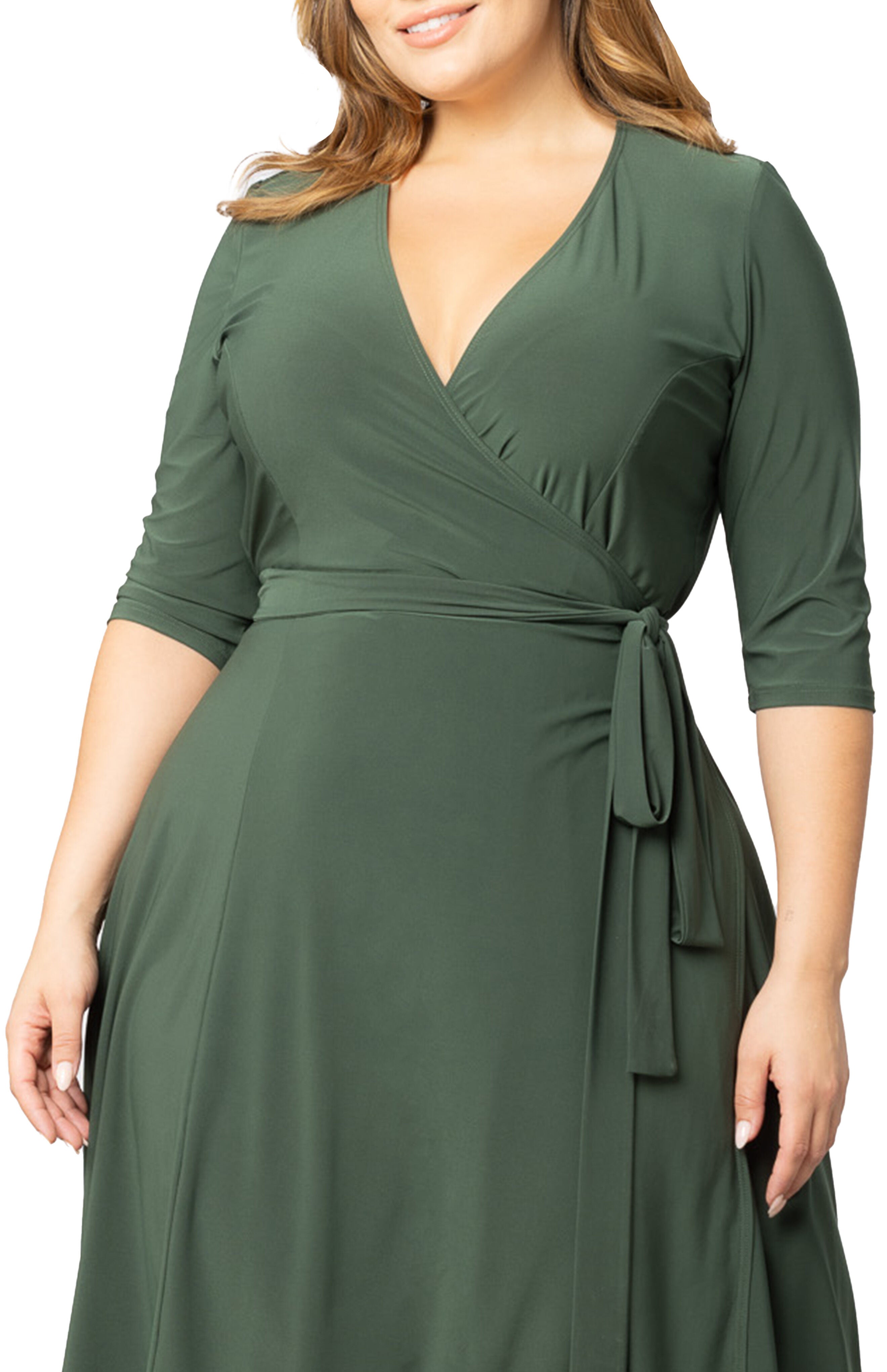 Essential Wrap Dress, OLIVE GREEN / Olive Green, alternate image number 3