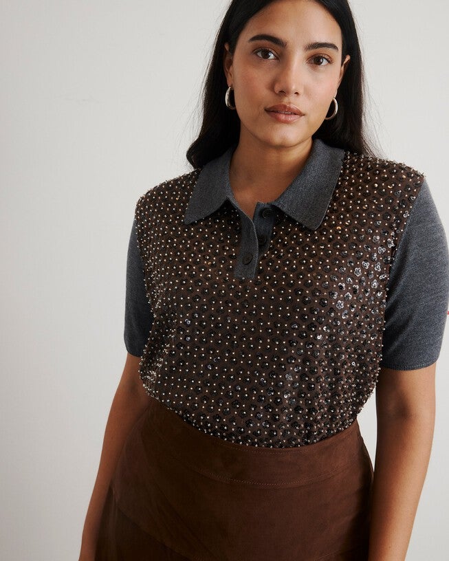 Camilla Knit Top, Dark Heather GreyBronze Multi / Charcoal Grey, alternate image number 2