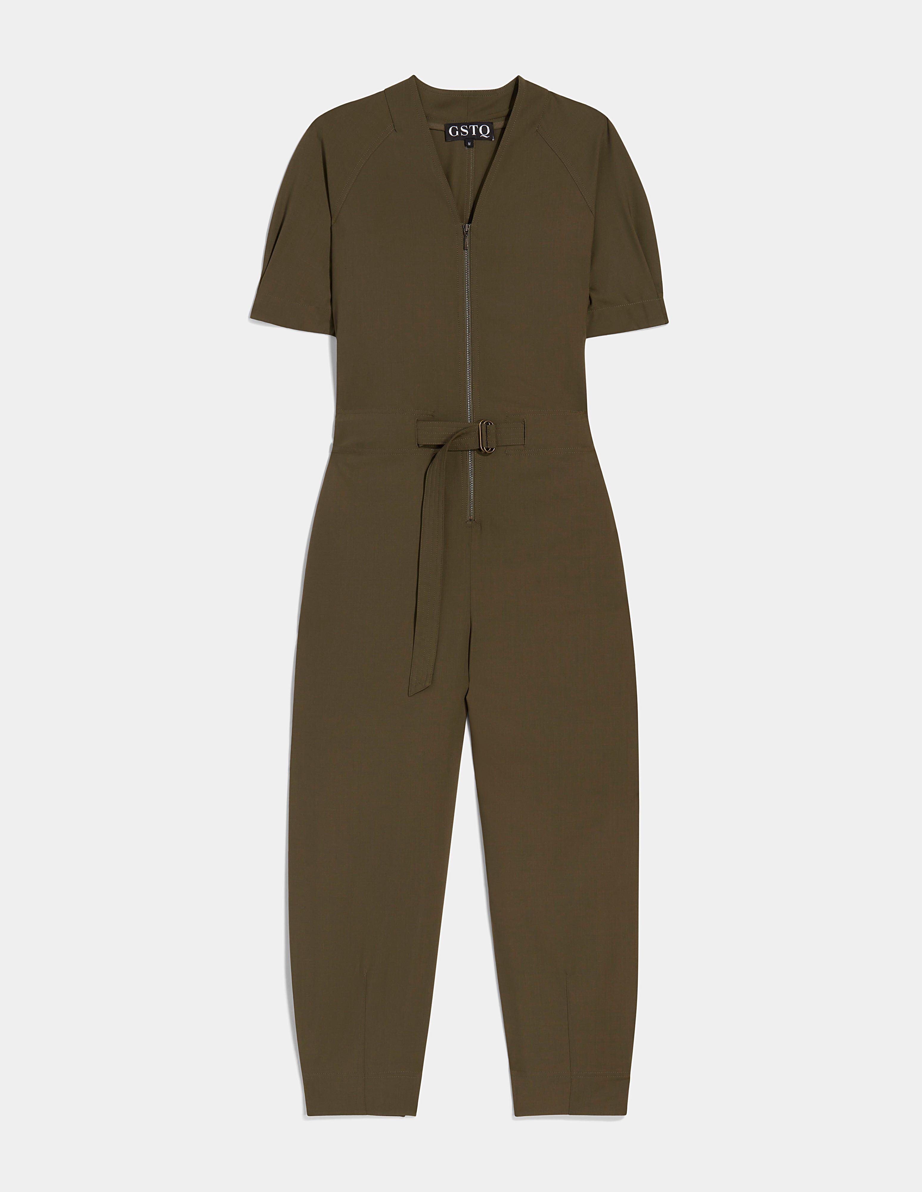 Utility Cinched Jumpsuit, Greene St / Olive Green, hi-res image number 0