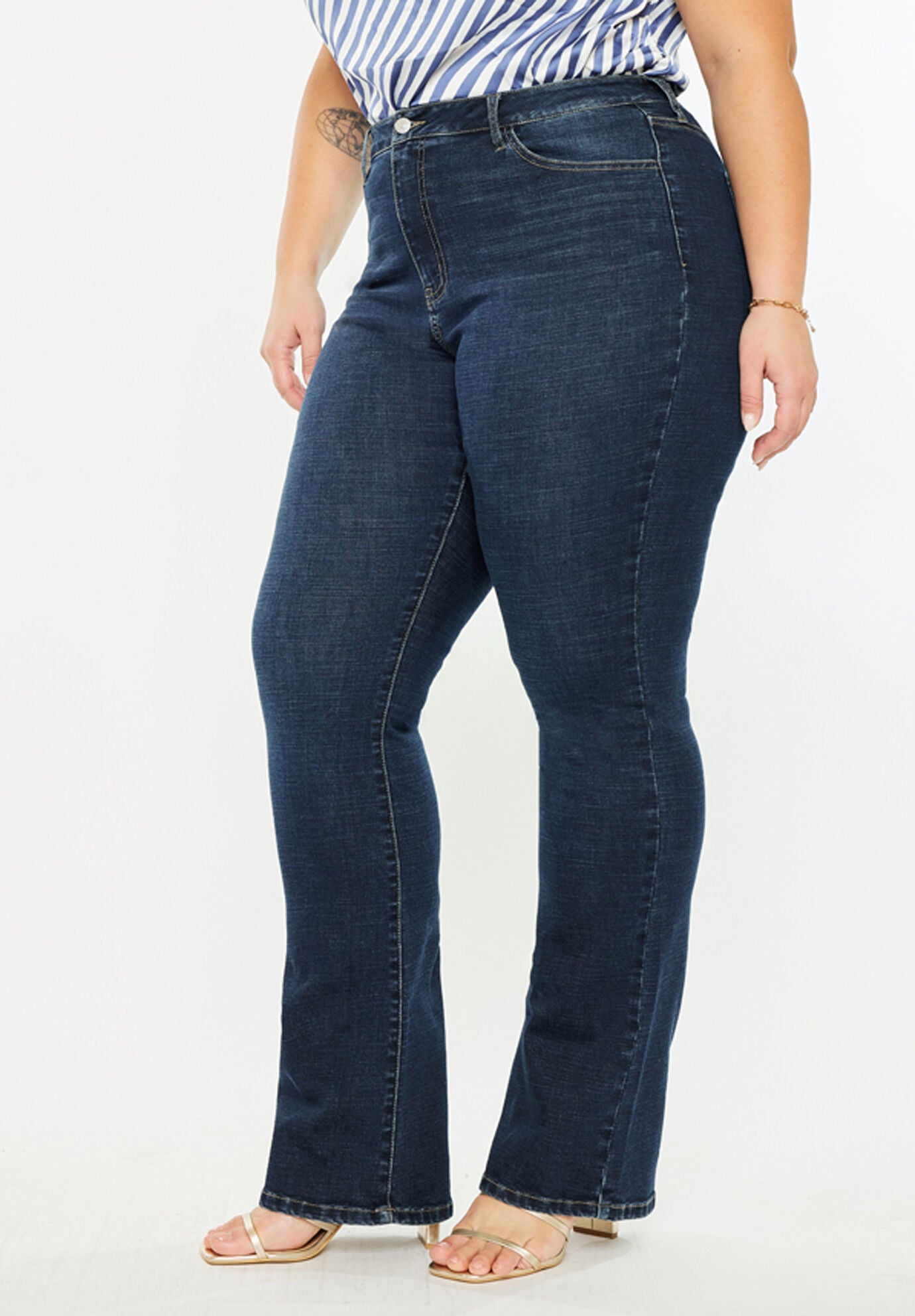 Avery Essentials High Rise Bootcut Jeans (Plus Size), Dark Wash / Dark Wash, alternate image number 3