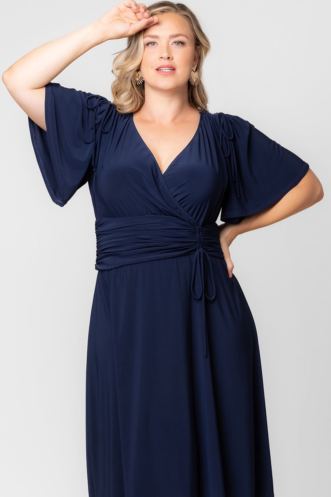 Jemma Ruched Tie Dress, Nouveau Navy / Navy, alternate image number 2