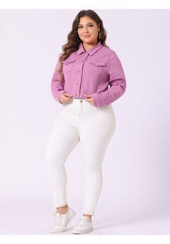 BUTTON CLOSED CROPPED DENIM JACKET