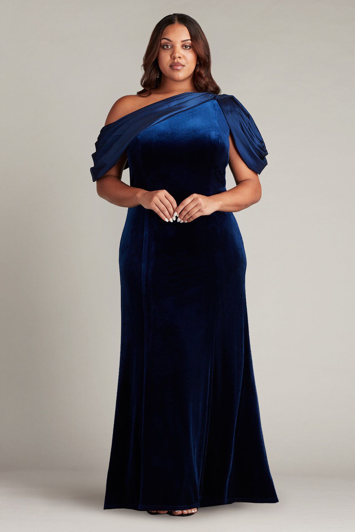 Copley Shoulder Drape Velvet Gown - PLUS SIZE, NAVY / see-description, hi-res image number 0
