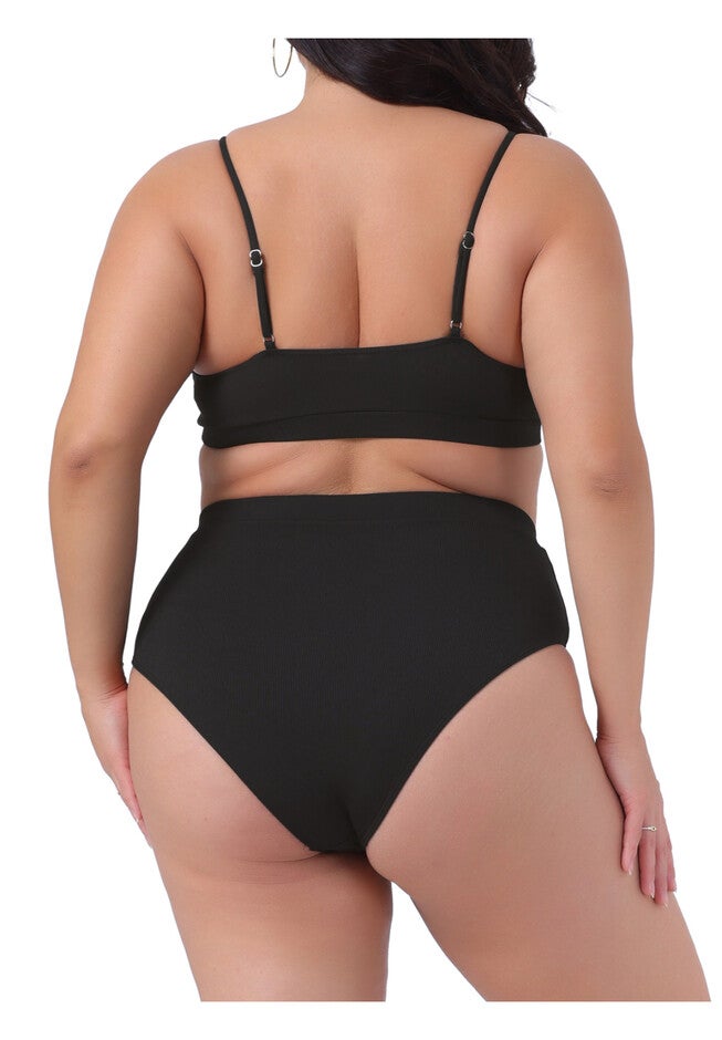 Two Piece Swimsuit Scoop Neck Bikini Bandeau, Black / Black, alternate image number null