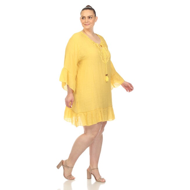 Sheer Embroidered Knee Length Cover Up Dress, , alternate image number 6