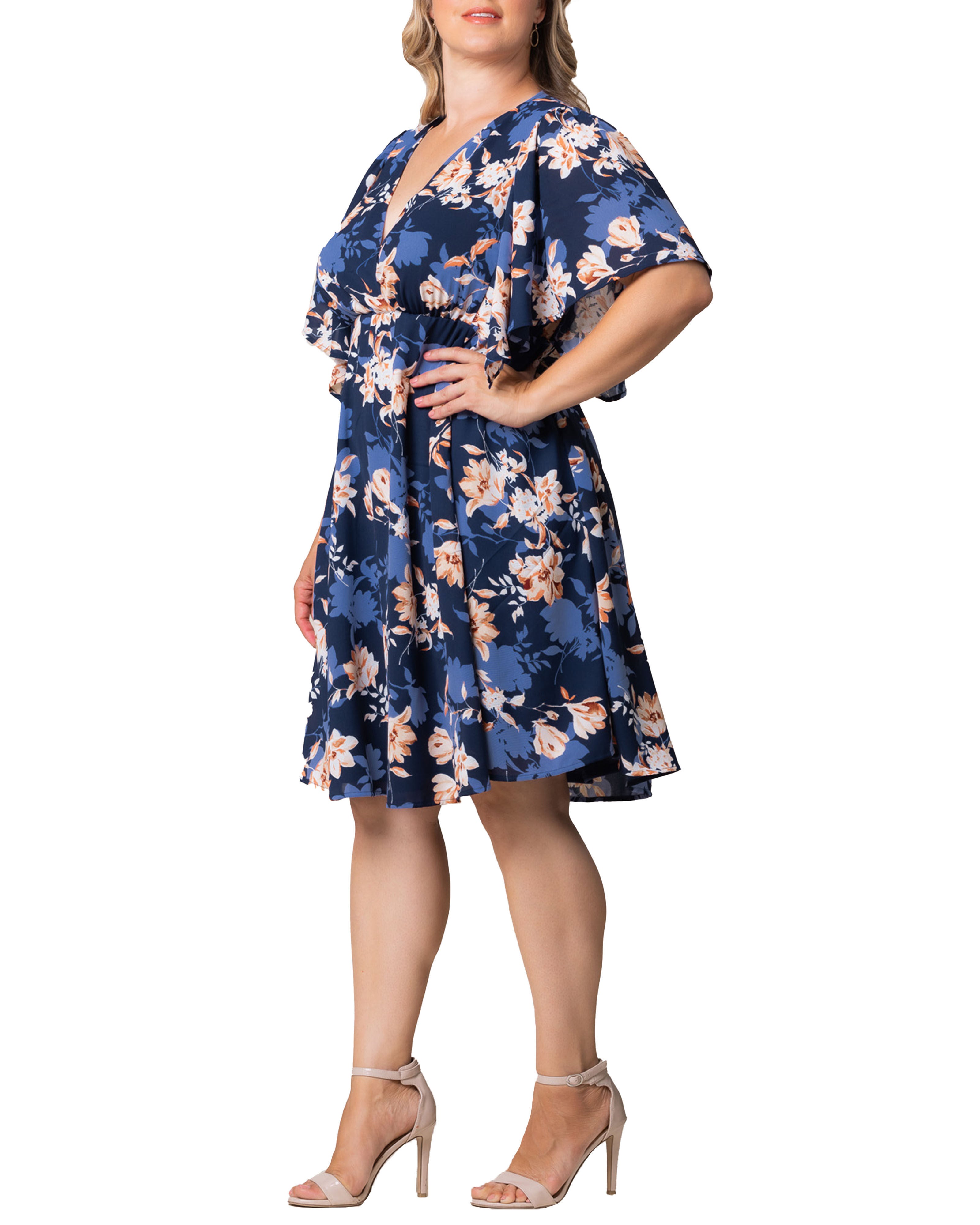 Florence Flutter Sleeve Dress, BLUE BLOSSOM BLISS / Navy, alternate image number 3