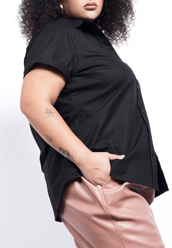 The Essential Oxford Button Up, BLACK / Black, alternate image number 1