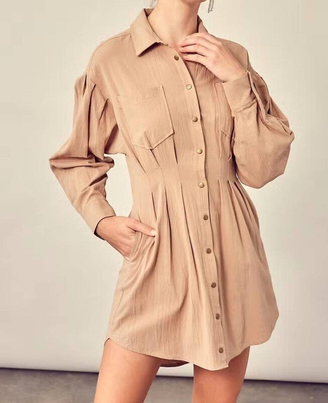 COMING TOGETHER DRESS IN DARK TAUPE, Dark Taupe / Beige, hi-res image number 0