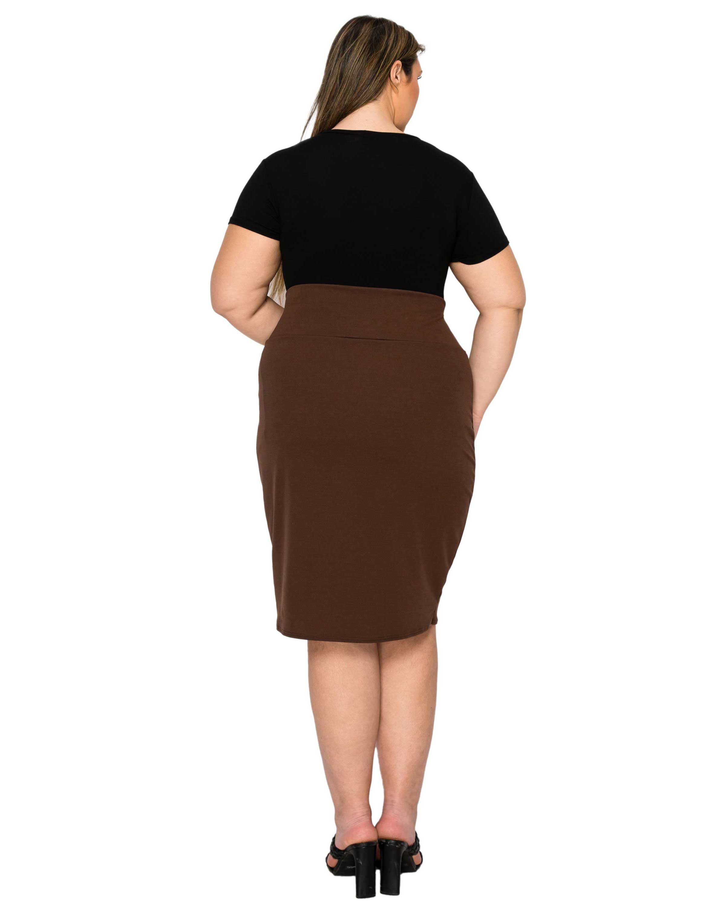 MOLLY PENCIL SKIRT, Brown / Brown, alternate image number 2
