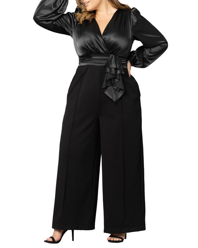 Refined Satin Jumpsuit, ONYX / Black, alternate image number 3