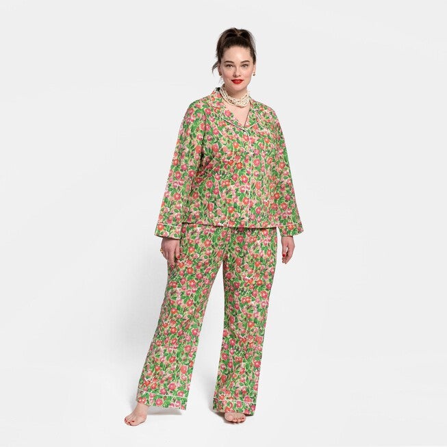 Teddy Pajama Pant Primrose Pink Green, Pink Green / Forest Green, hi-res image number 0