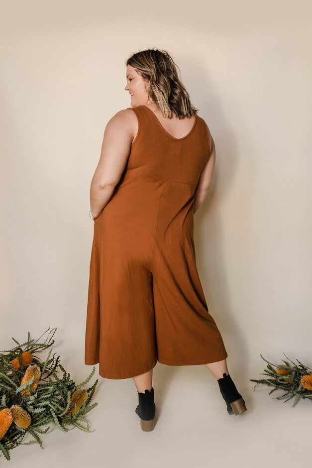 Lakeside Wide Leg Jumpsuit, Saddle Brown / Brown, alternate image number null