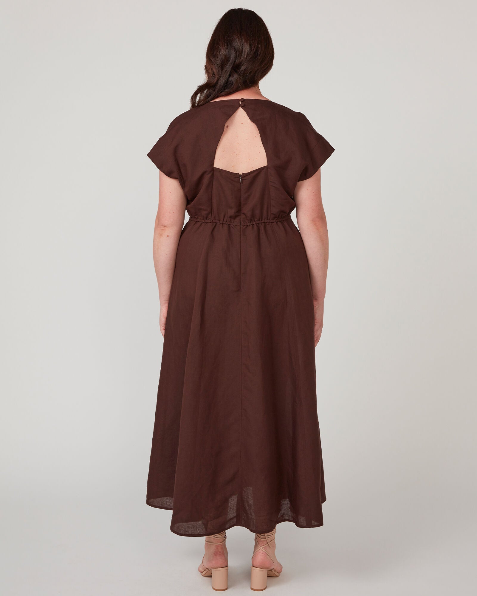 Aubrey V-Neck Dress, Chocolate / Brown, alternate image number 3