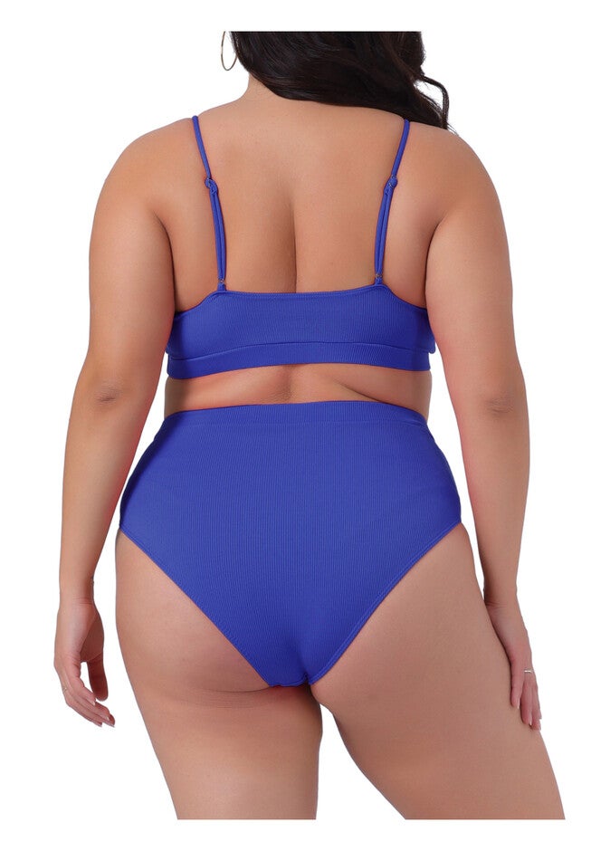 Two Piece Swimsuit Scoop Neck Bikini Bandeau, Royal Blue / Royal Blue, alternate image number 3
