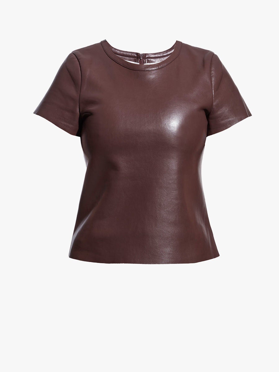 New Guard Recycled Leather Tee, Mahogany / Brown, hi-res image number 0