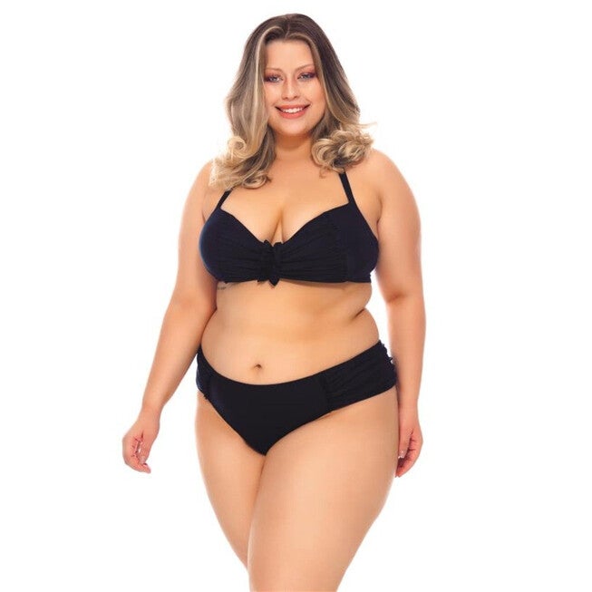 Draped Side Bikini Bottom, Black / Black, hi-res image number null