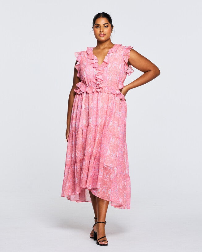 Fiorentina Frill Dress, Print / Pink, hi-res image number 0