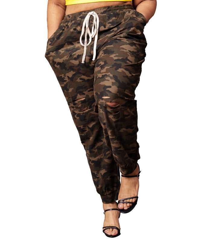 Kyra Camo Jogger Pants, Camo Army Green / Olive Green, hi-res image number null