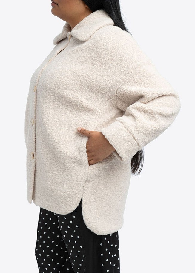 TEDDY BEAR SHIRT JACKET, Cloud / Beige, alternate image number 3