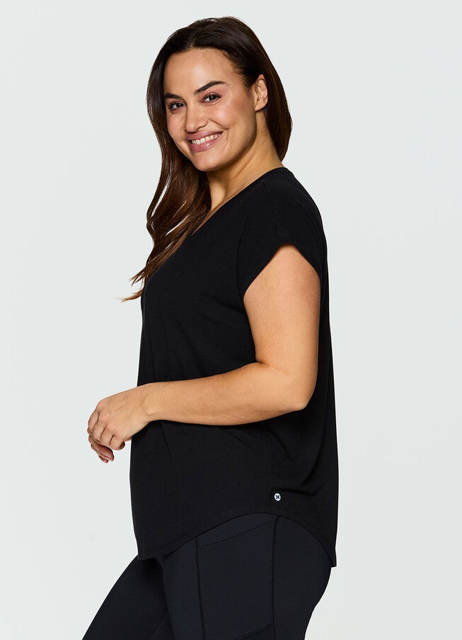 Plus Breezy Hi Low Tee, Black / Black, alternate image number 3