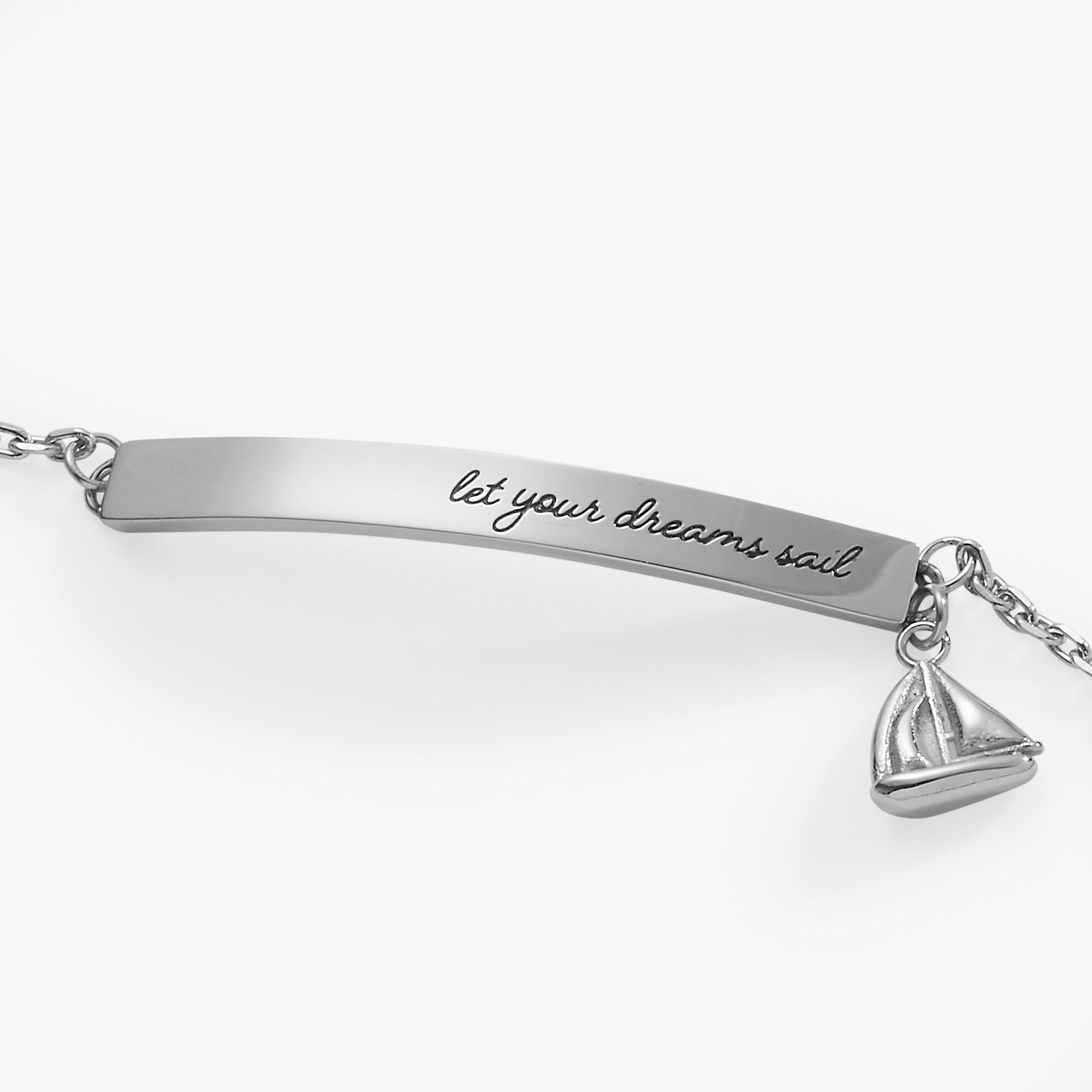 &quot;Let Your Dreams Sail&quot; Inline Bracelet, Silver / Silver, alternate image number 1