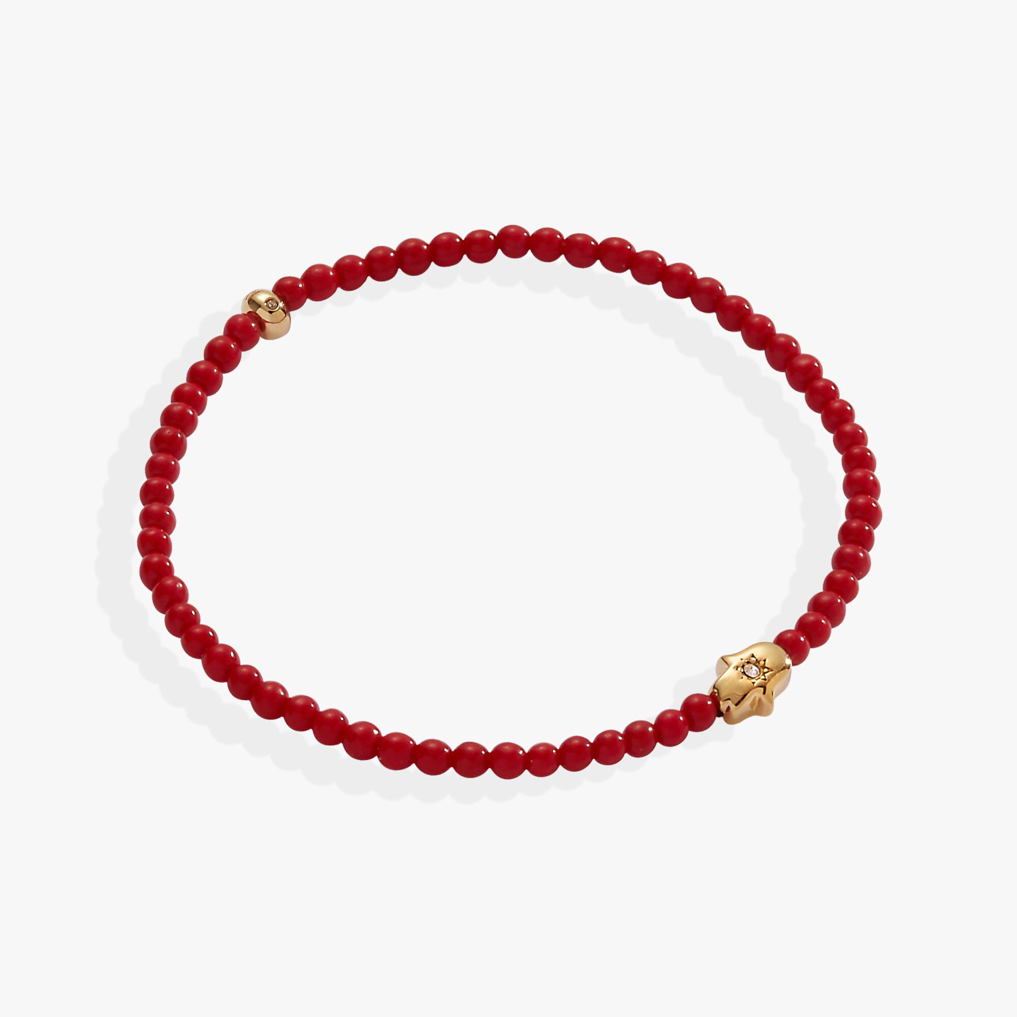 Hamsa Coral Mini Stretch Bracelet, Coral / Coral, hi-res image number 0