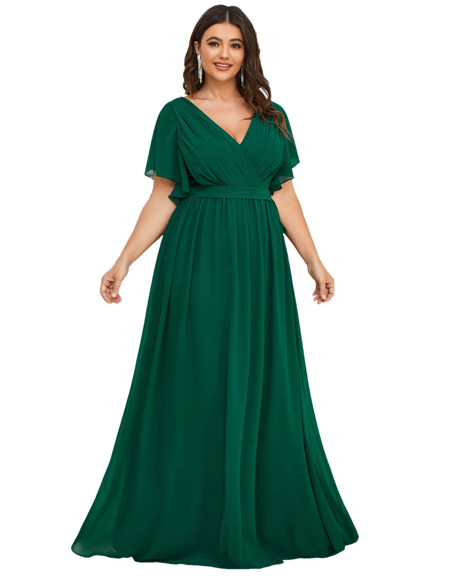 A-Line Pleated Chiffon Tie-Waist Evening Dress, , alternate image number 8