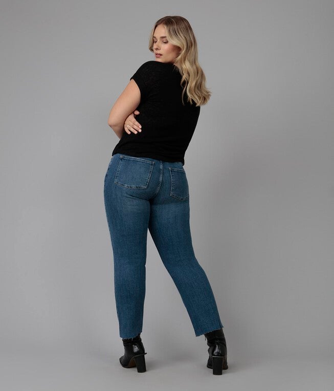 Women's Medium Wash High Rise Straight Jeans, Dim Sky / Medium Wash, alternate image number 1