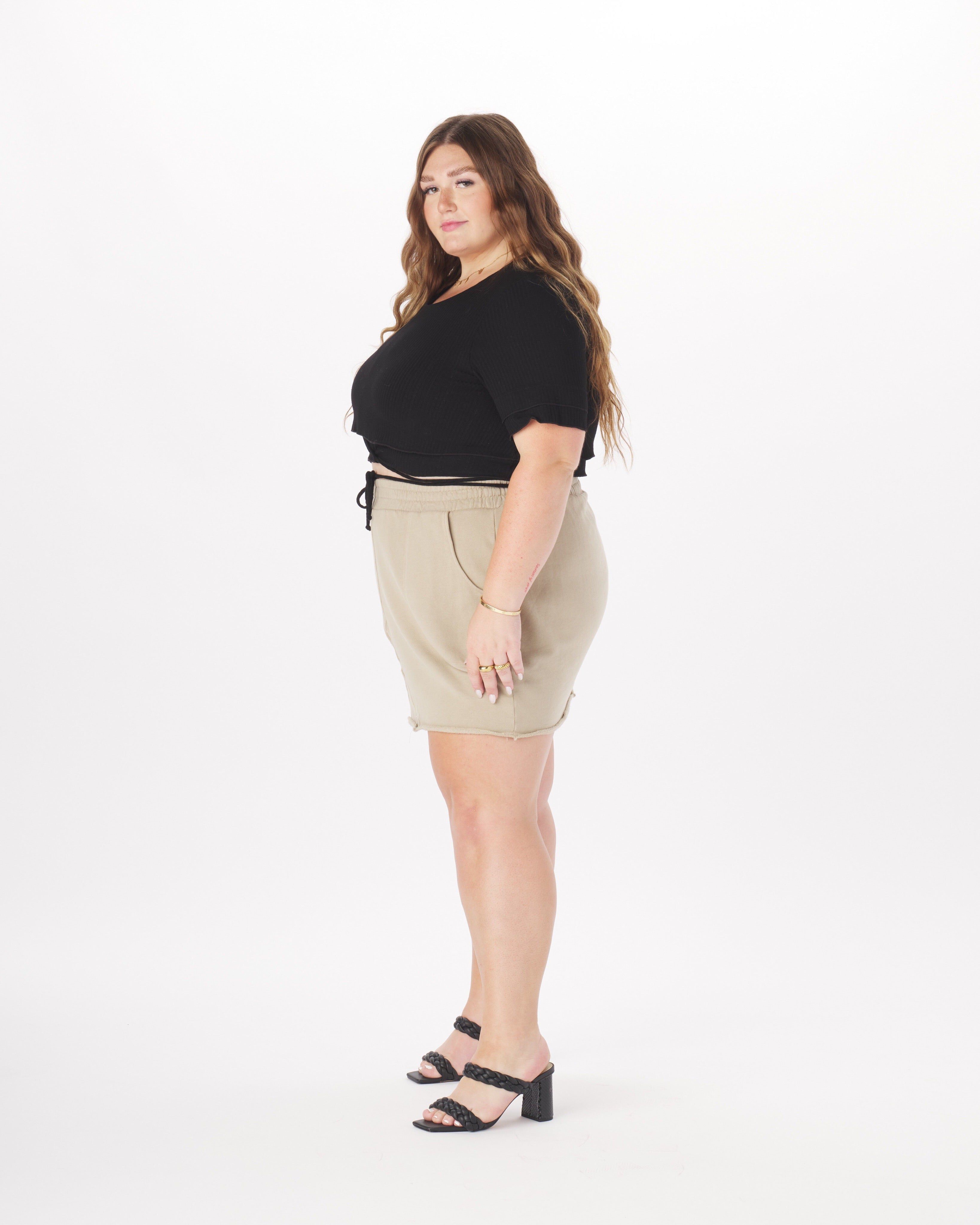 Dominique Tie-Around Crop Top, Black / Black, alternate image number 1