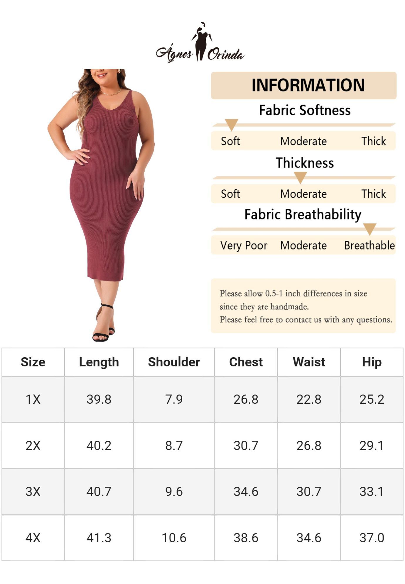 Sleeveless V Neck Ribbed Knit Bodycon Midi Sweater Cami Dress, Burgundy / Burgundy, alternate image number 1
