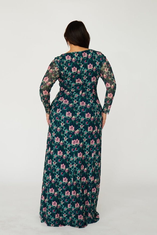 ARTIE MAXI DRESS, DISSECTED FROGS / Forest Green, alternate image number 1